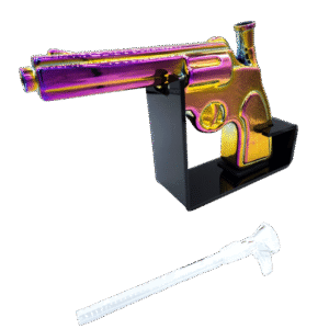 PG-RBW-002 - Get Lost Pistol Gun Glass Water Pipe (Rainbow)