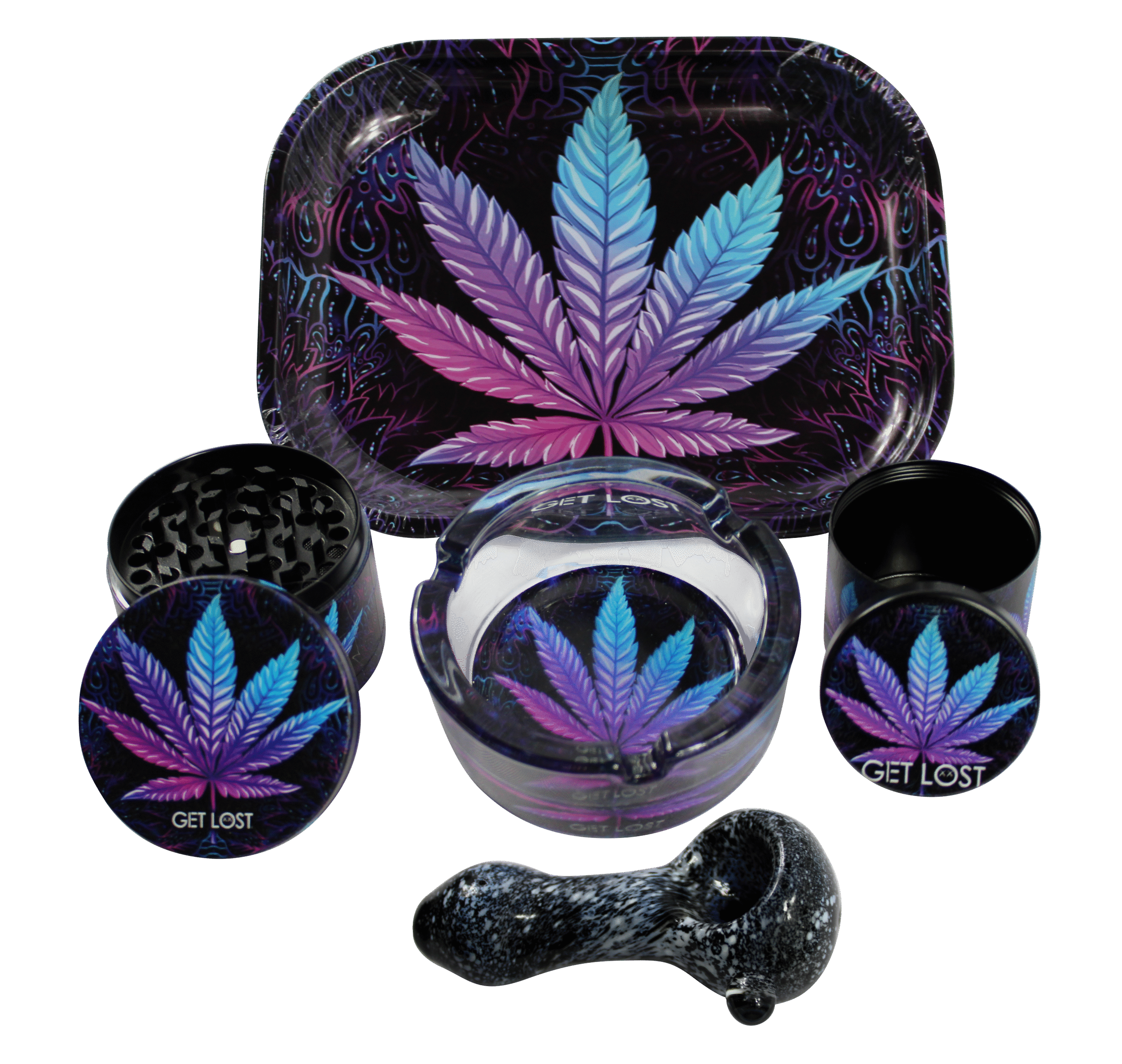 HP-GS-005 Get Lost Hand Pipe Gift Set – 5 in 1 (Cannabis Leaves)