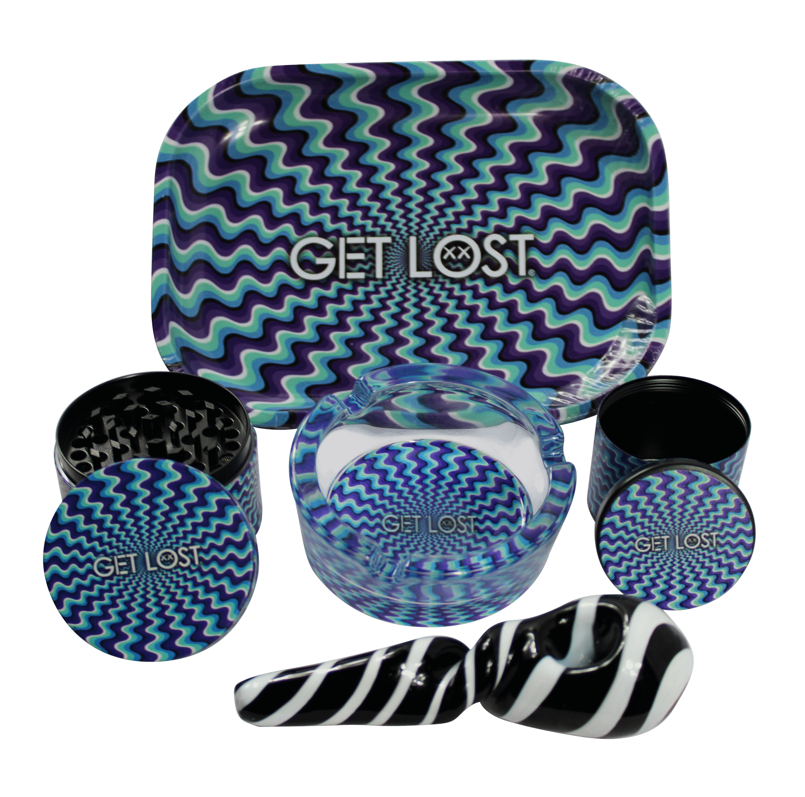 HP-GS-009 Get Lost Hand Pipe Gift Set – 5 in 1 (Purple and Blue Spiral)