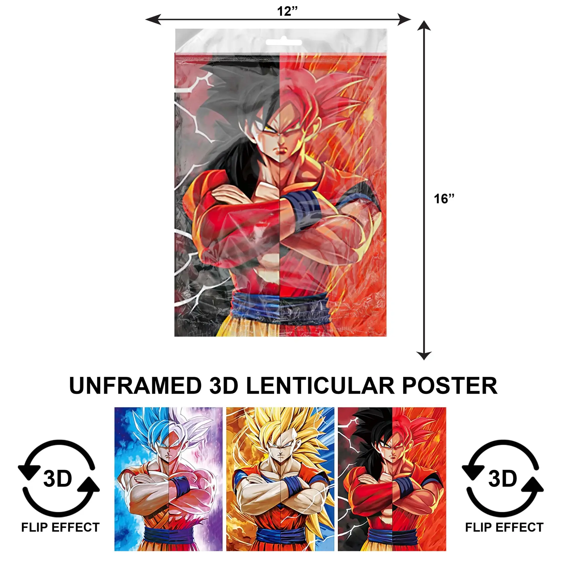 3DPNF-116 Anime - Dragon Ballz Goku Crossed Arms UnFramed Poster