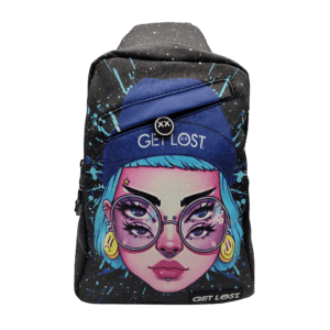 SB-SL-005 Get Lost - Premium Saffiano Leather Shoulder Bag (Blue Hat Trippy Girl)