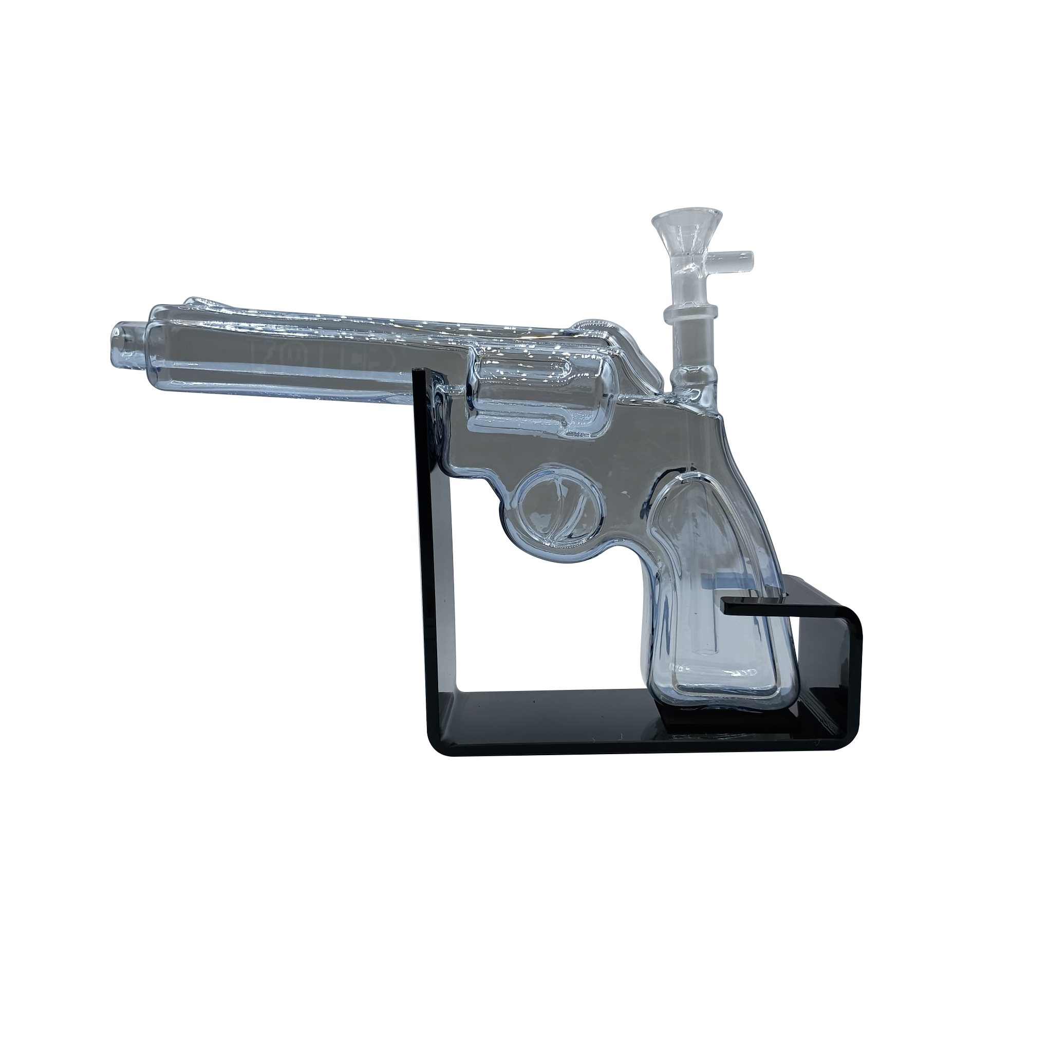 PG-CBLK-001 Get Lost Pistol Gun Glass Water Pipe (Clear Black)