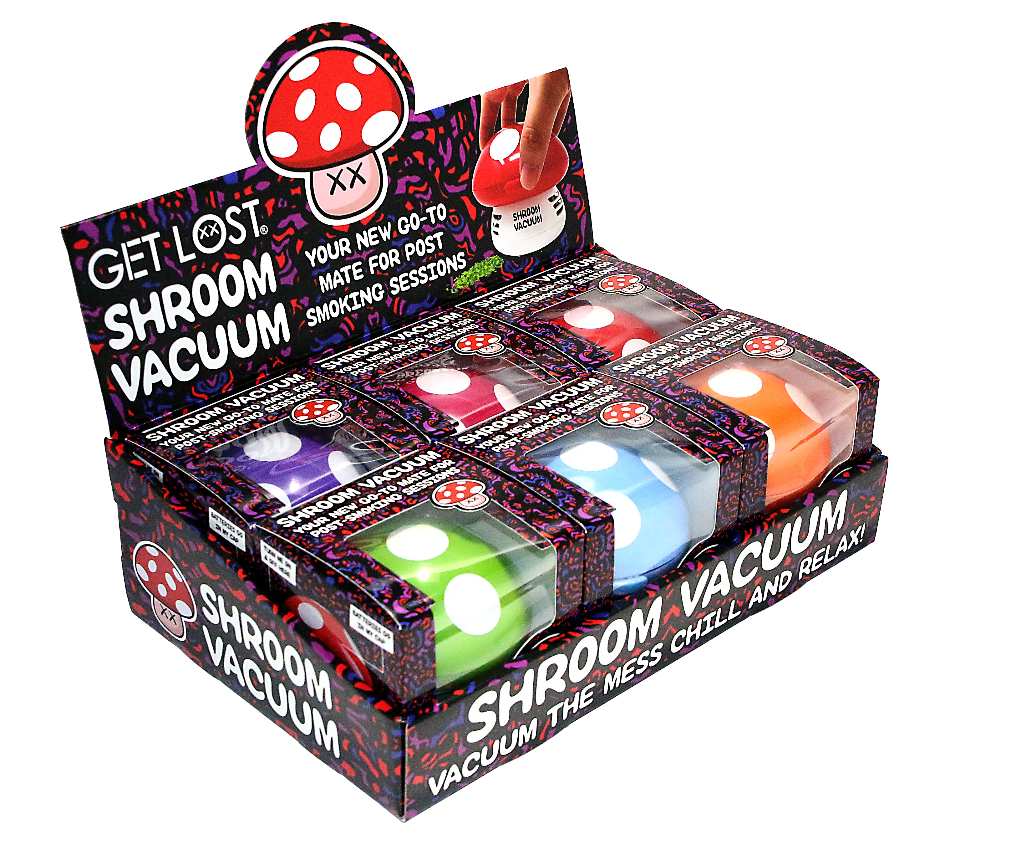 SV-6PK-001 – Get Lost Shroom Vacuum – Display of Mushroom Mini Vacuums (6 Count)