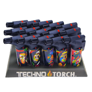 00139-BM2 Angle Regular Torch Lighters - (15 Count) Bob Marley