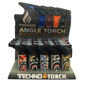 00139-BP Angle Regular Torch Lighters - (15 Count) Bape Face