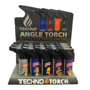 00139-SI1 Angle Regular Torch Lighters - (15 Count) Backwoods Bart Simpson