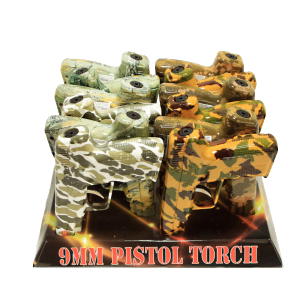 19025C Camouflage 6in 9MM Pistol Torch Lighter Display - (12 Count)