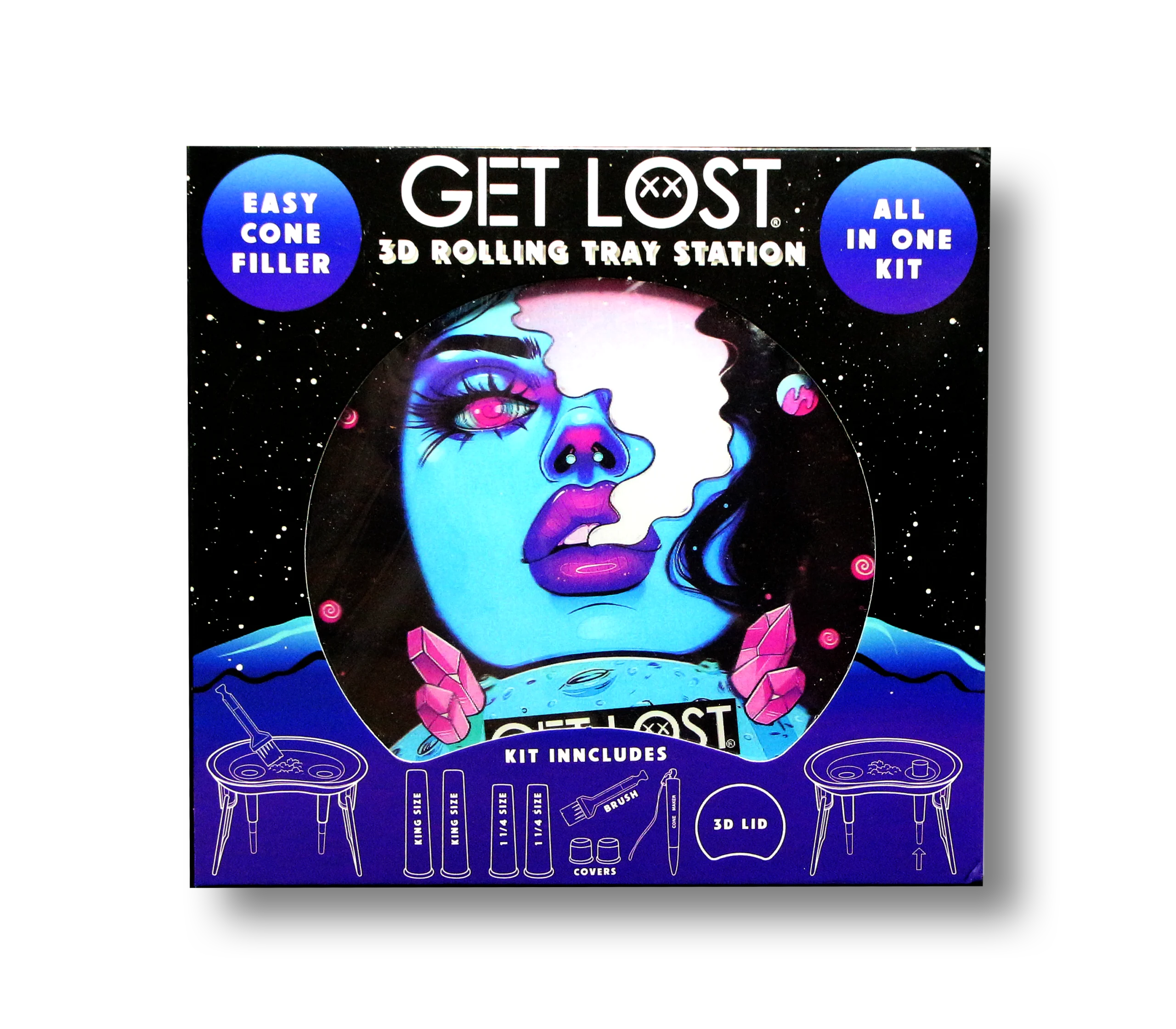 3DRTS-001 - 3D Rolling Tray Station 001 - Blue Get Lost Girl - Image 2
