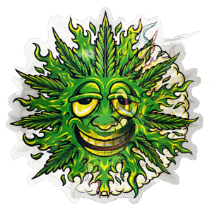 3D3DK055 Smiling Weed Leaf Sticker