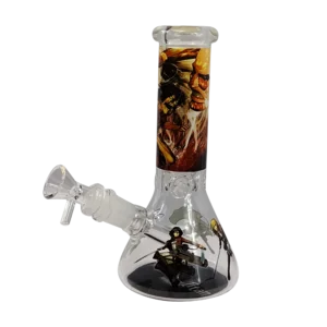 8IB008 - 8-Inch Borosilicate Glass Beaker Water Pipe (Anime Attack on Titan - Mikasa Ackerman)