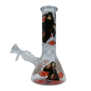 8IB015 - 8-Inch Borosilicate Glass Beaker Water Pipe (Anime Japanese Itachi Uchiha)