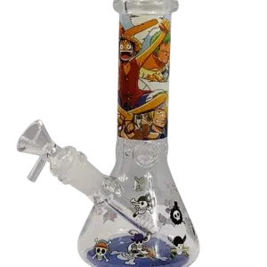 8IB018 - 8-Inch Borosilicate Glass Beaker Water Pipe (Anime One Piece - Monkey D Luffy)
