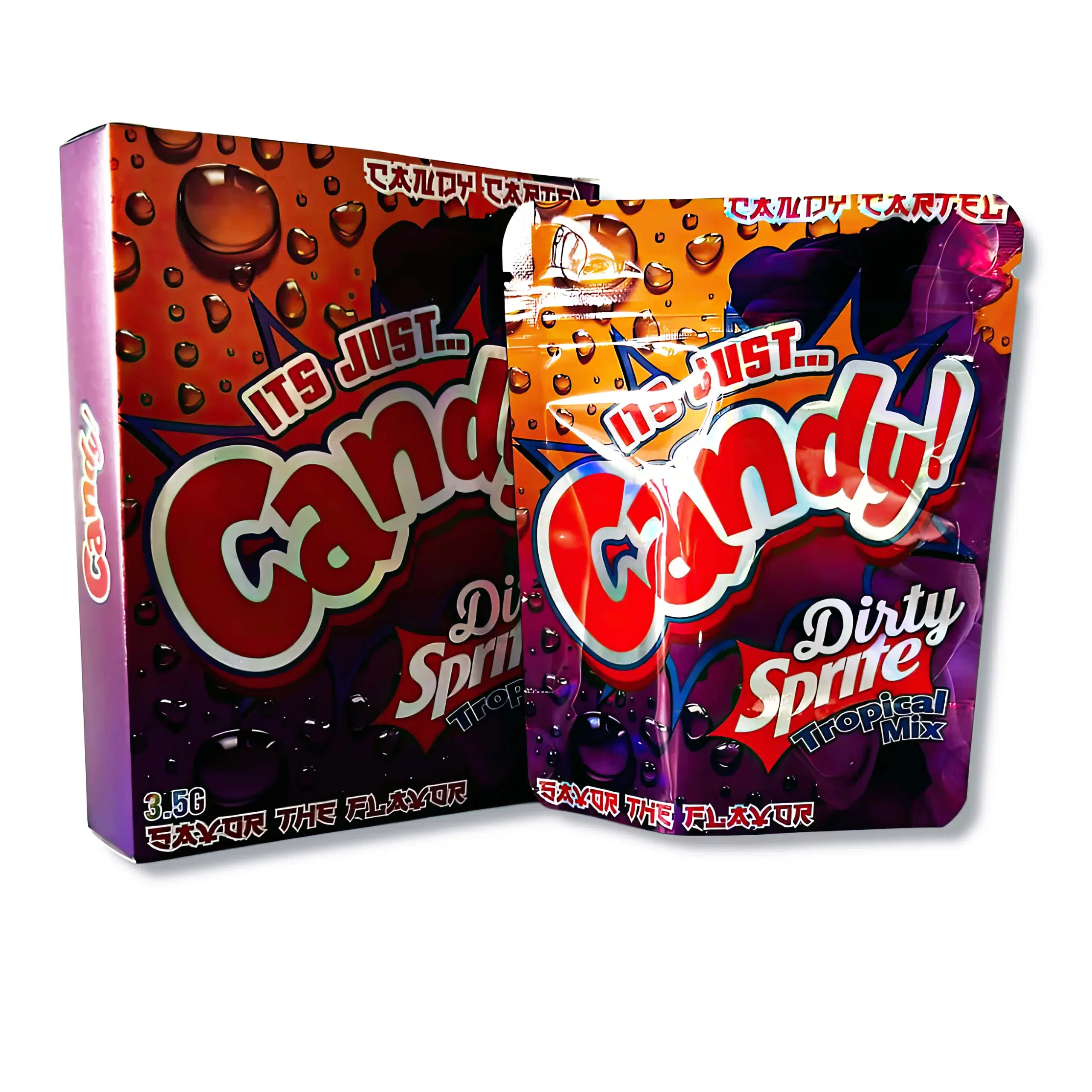 Bag-n-Box 3.5g Mylar Packaging Set – (25 Count Bags) + (25 Count) Display Boxes – Its Just Candy Dirty Sprite BAGNBOX-001