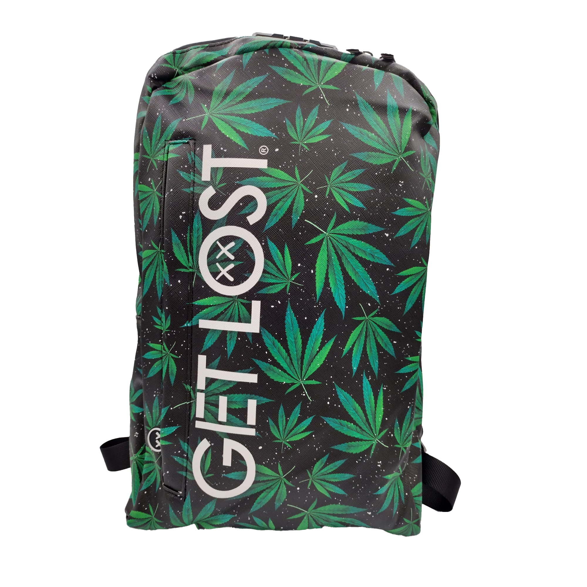 BP-SL-016 Premium Saffiano Smell Proof Backpack (Green Leaves)