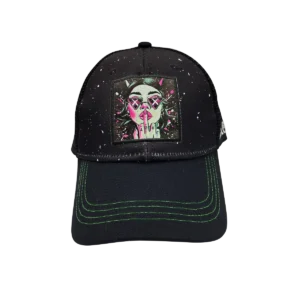 CSPP-004 Get Lost Secret Zipper Pocket Cap – Smell-Proof Stash Hat (Green Girl Middle Finger)