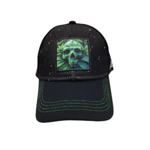 CSPP-006 Get Lost Secret Zipper Pocket Cap – Smell-Proof Stash Hat (Green Skull)