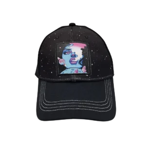 CSPP-007 Get Lost Secret Zipper Pocket Cap – Smell-Proof Stash Hat (Galaxy Blue Girl Smoking)
