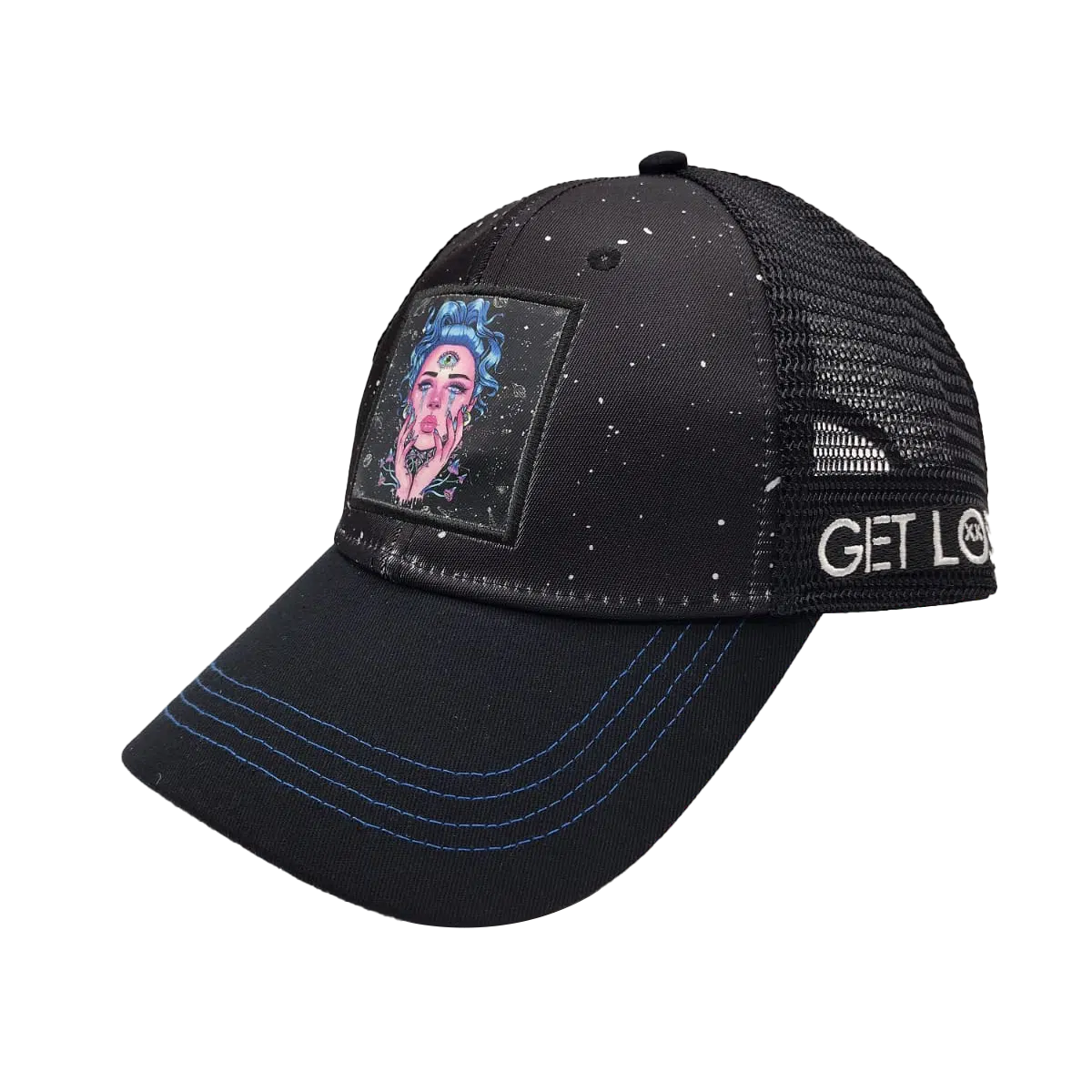 CSPP-022 Get Lost Secret Zipper Pocket Cap – Smell-Proof Stash Hat (Blue Hair Third Eye Girl) - Image 3