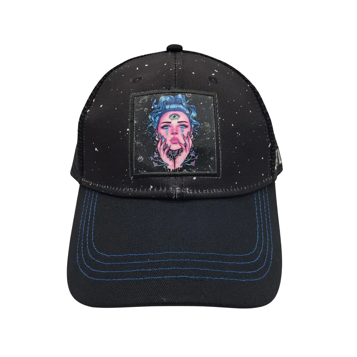 CSPP-022 Get Lost Secret Zipper Pocket Cap – Smell-Proof Stash Hat (Blue Hair Third Eye Girl)