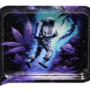 FRT3D-SM-002 Get Lost Small 3D Rolling Tray With Magnetic Lid Cover (Astronaut Floating Weed)