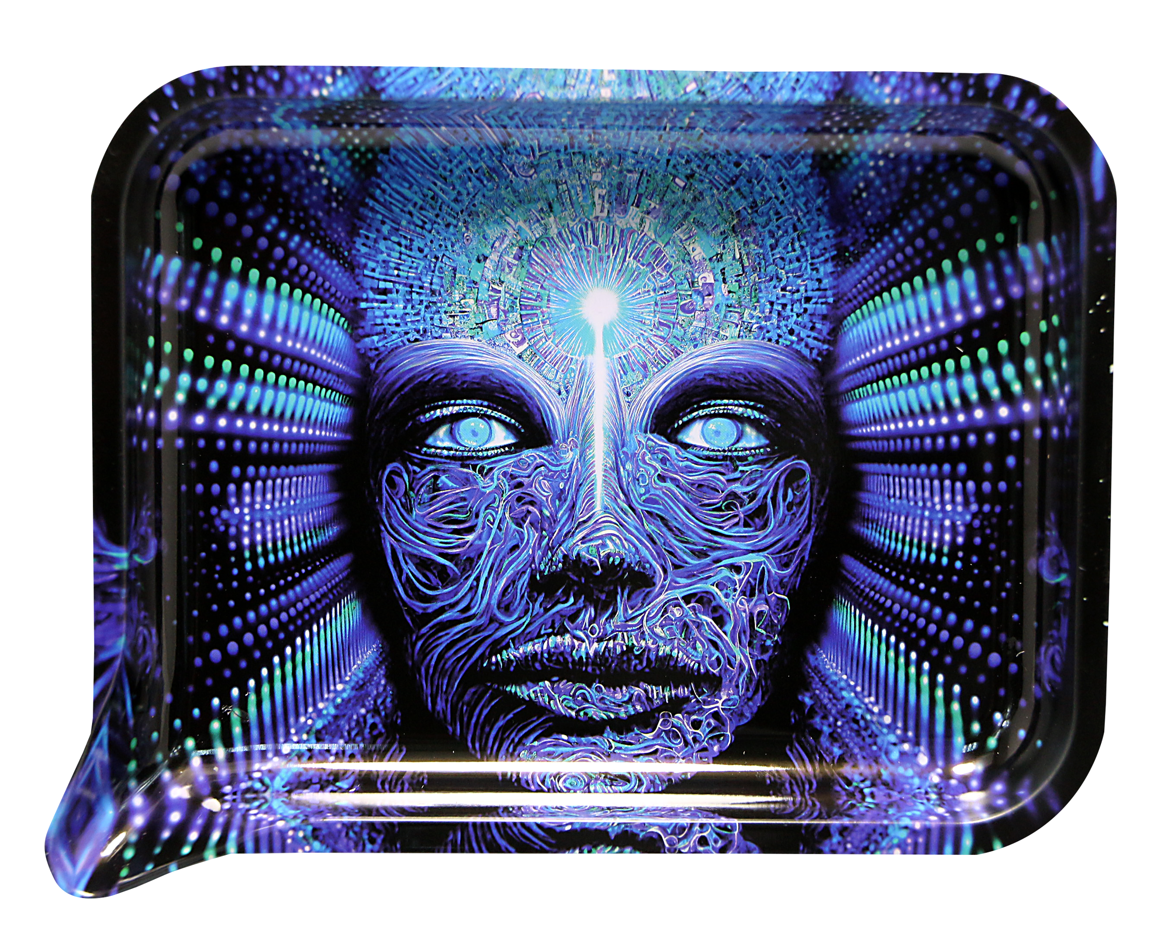 FRT3D-SM-005 Get Lost Small 3D Rolling Tray With Magnetic Lid Cover (Blue Alien Lost Guy)