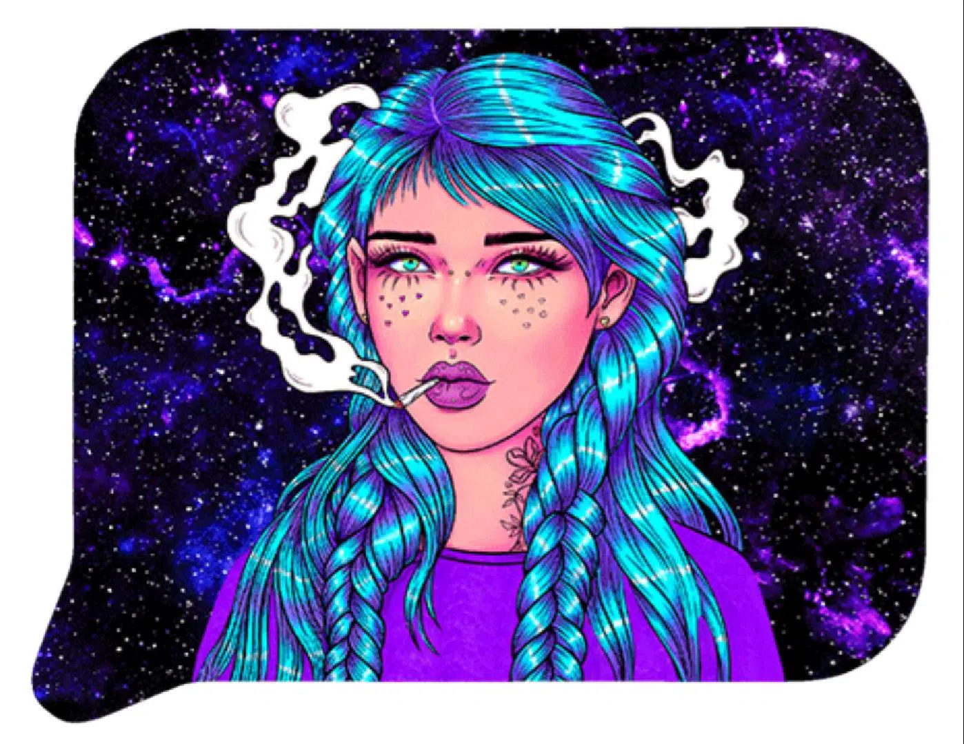 FRT3D-SM-011 Get Lost Small 3D Rolling Tray With Magnetic Lid Cover (Blue Long Hair Girl Smoking)