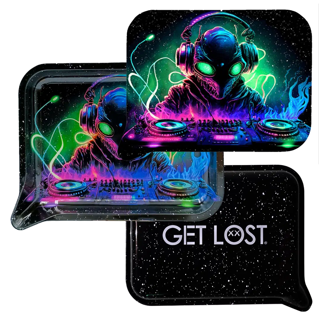 FRT3D-SM-013 Get Lost Small 3D Rolling Tray With Magnetic Lid Cover (Alien DJ) - Image 3