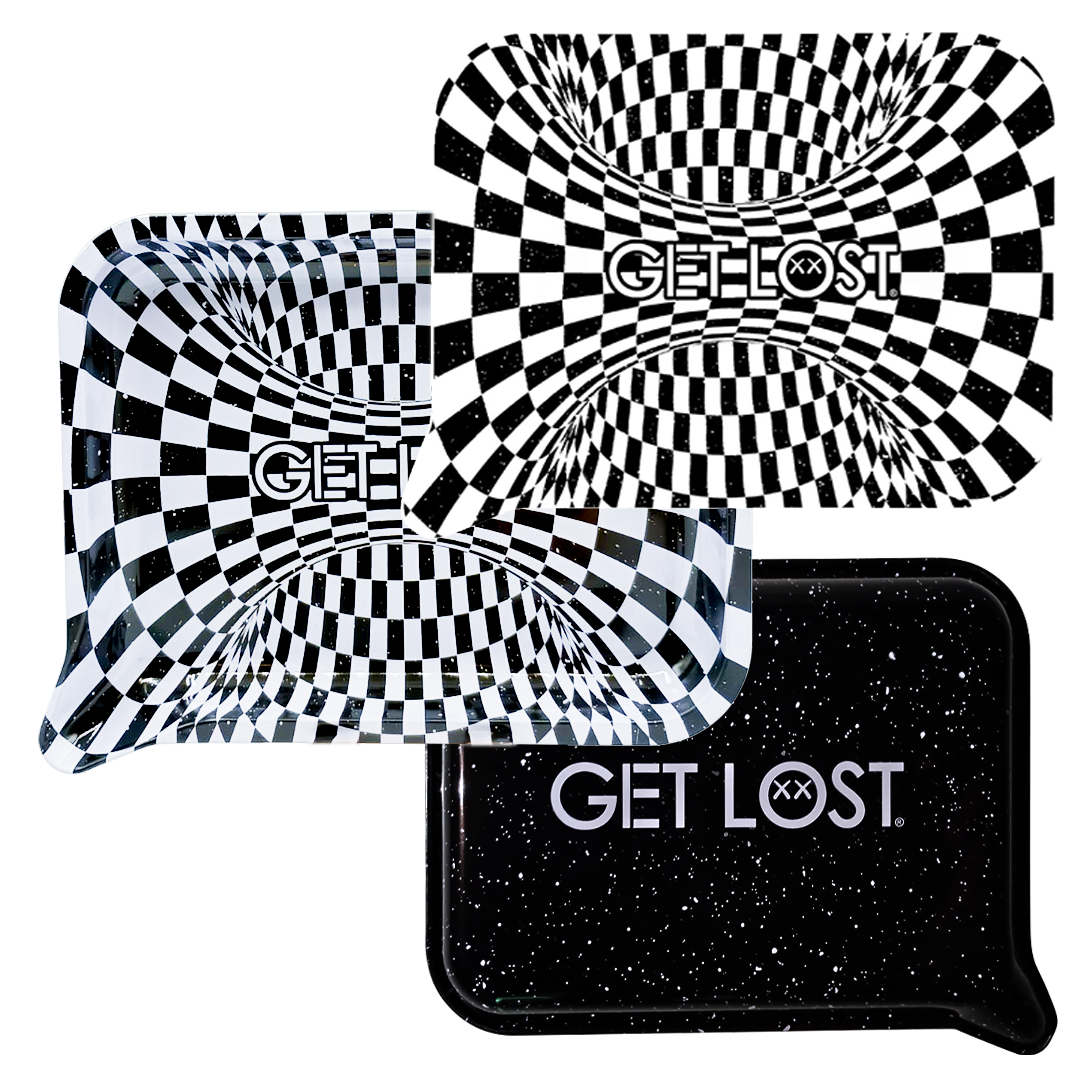 FRT3D-SM-039 Get Lost Small 3D Rolling Tray With Magnetic Lid Cover (Black and White Spiral) - Image 3