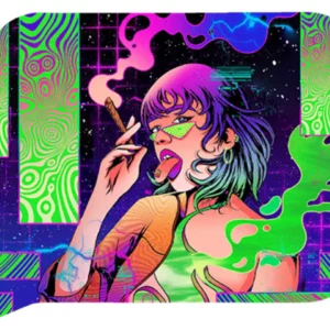 FRT3D-SM-041 Get Lost Small 3D Rolling Tray With Magnetic Lid Cover (Girl Tongue Out Smoking)