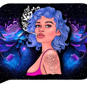 FRT3D-SM-042 Get Lost Small 3D Rolling Tray With Magnetic Lid Cover (Girl Blue Hair White Smoke)