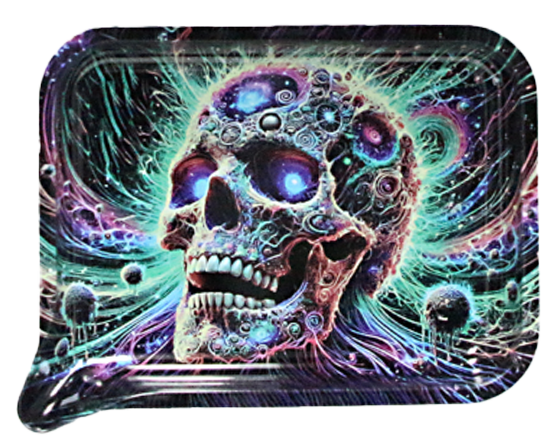 FRT3D-SM-052 Get Lost Small 3D Rolling Tray With Magnetic Lid Cover (Trippy Old Skull)