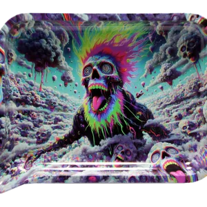 FRT3D-SM-055 Get Lost Small 3D Rolling Tray With Magnetic Lid Cover (Mad Max Skeleton)