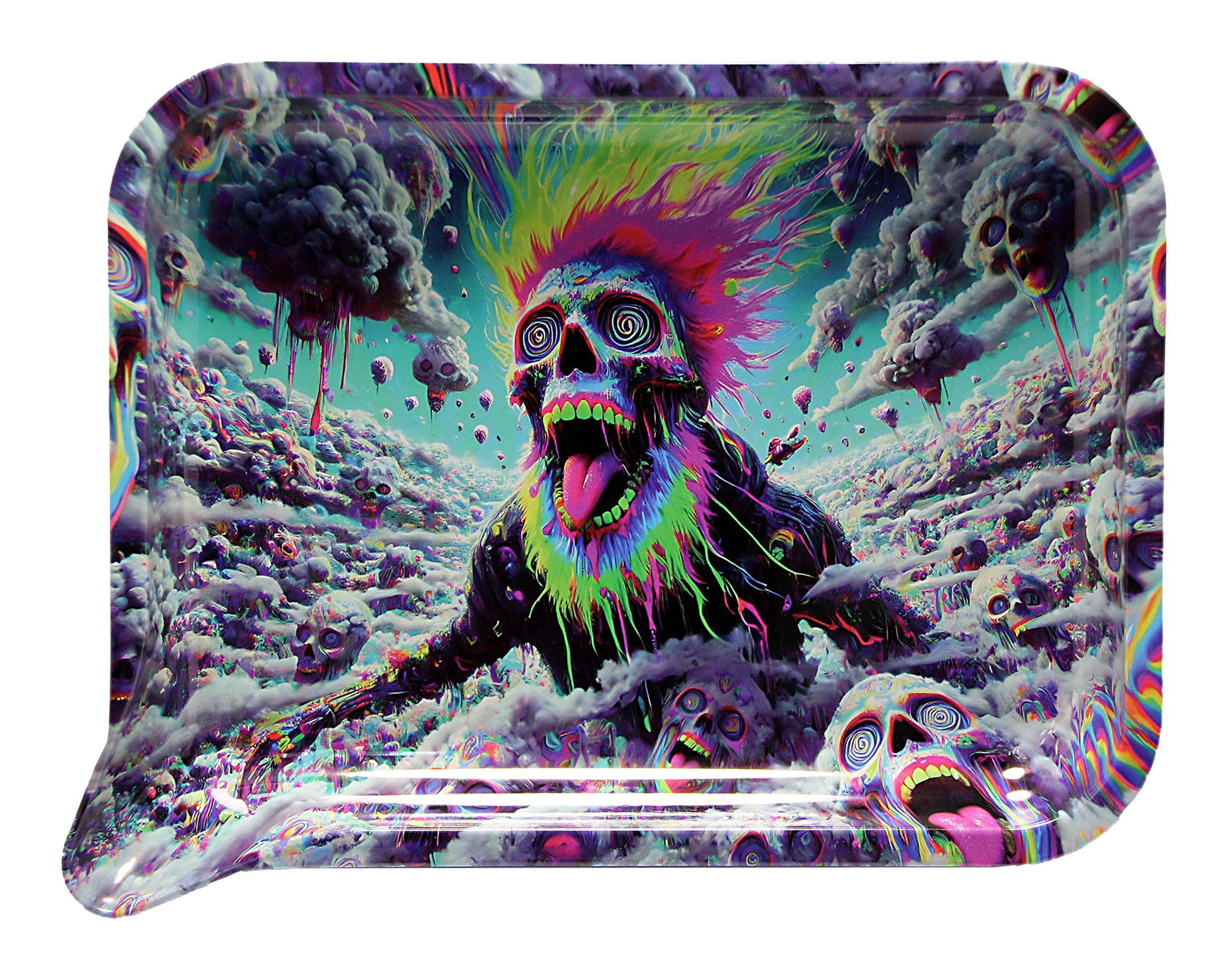 FRT3D-SM-055 Get Lost Small 3D Rolling Tray With Magnetic Lid Cover (Mad Max Skeleton)