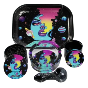 HP-GS-014 Get Lost Hand Pipe Gift Set – 5 in 1 (Galaxy Blue Girl Smoking)