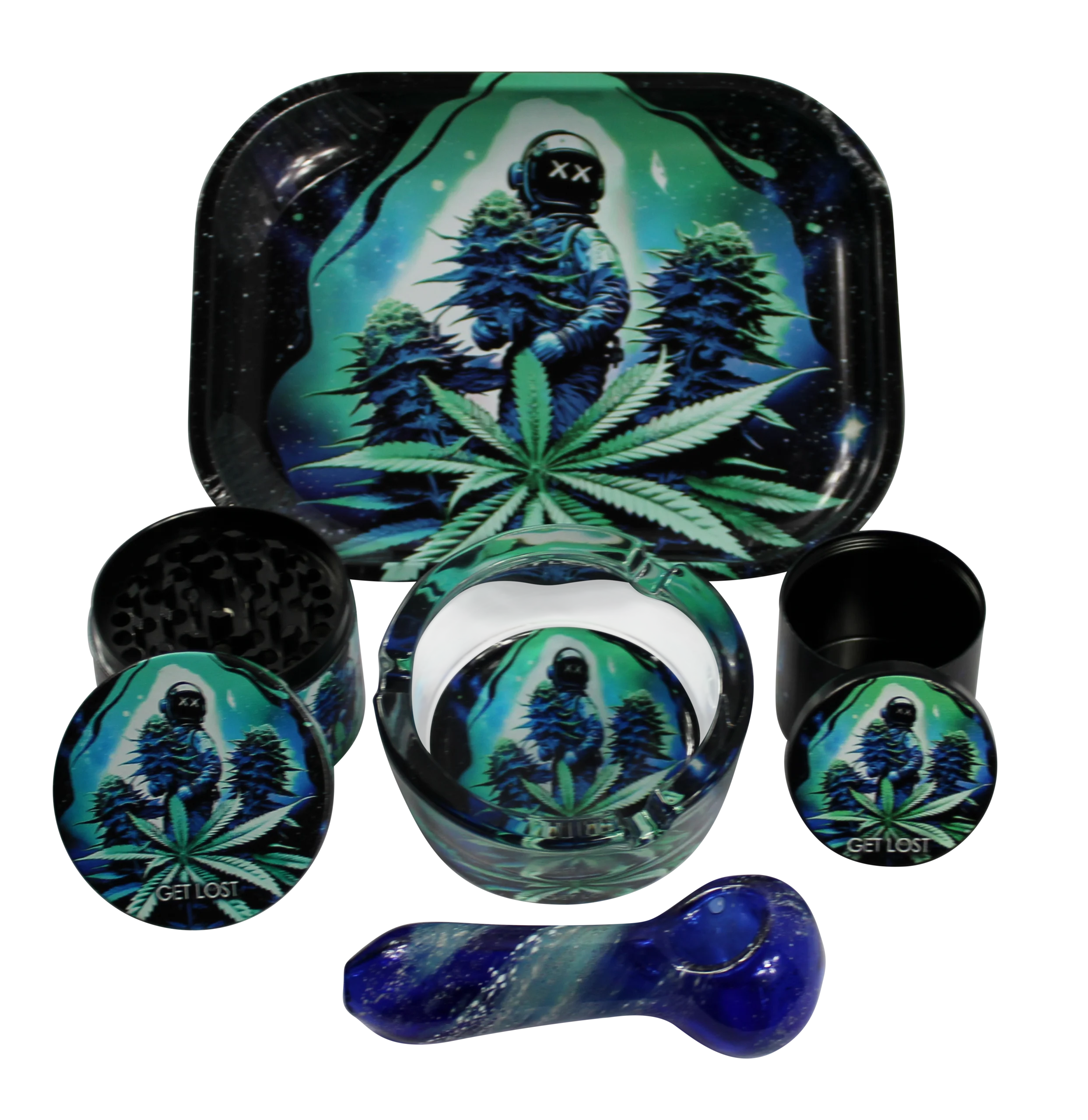 HP-GS-015 Get Lost Hand Pipe Gift Set – 5 in 1 (Astronaut Weed Harvest)