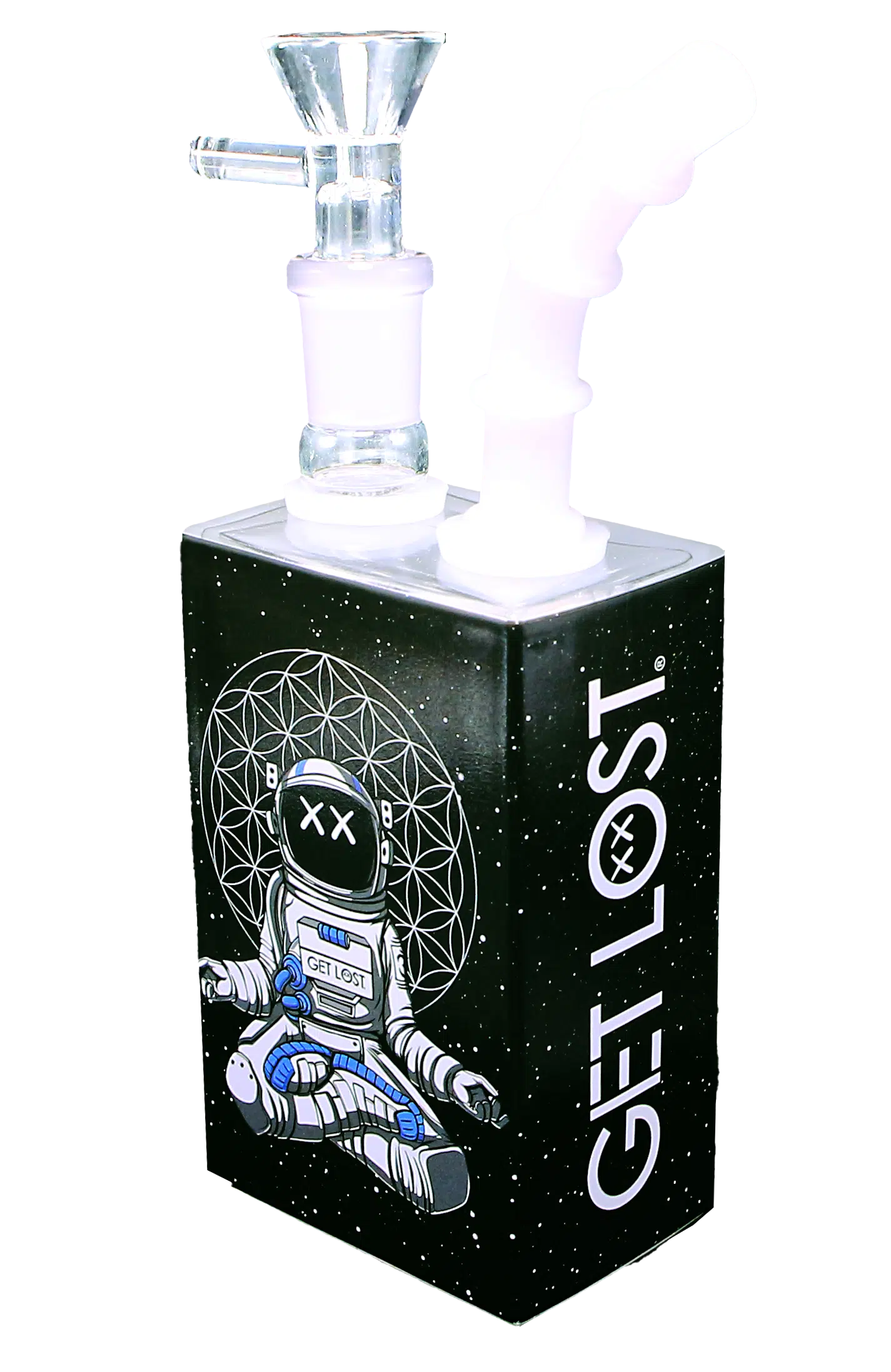 JB-004 Get Lost Glass Juice Box Pipe (Astronaut Meditating) - Image 6