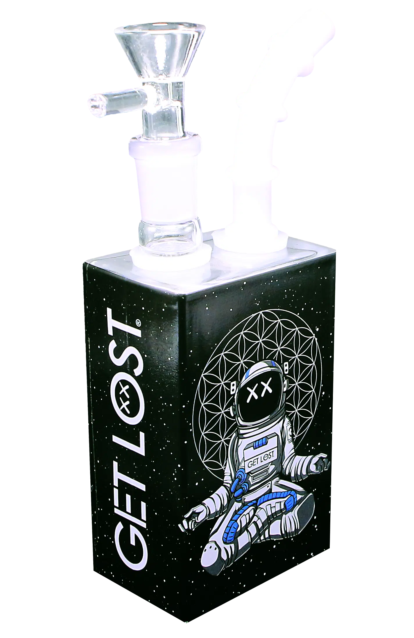 JB-004 Get Lost Glass Juice Box Pipe (Astronaut Meditating) - Image 8