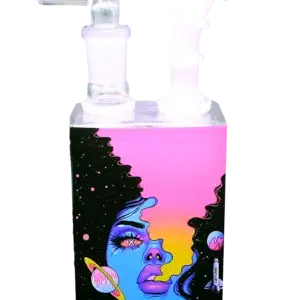 JB-005 Get Lost Glass Juice Box Pipe (Galaxy Blue Girl Smoking)