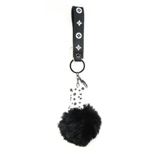 PSK-001 Pom Pom Puffy Keychain with Silicone Band - Bear B&W