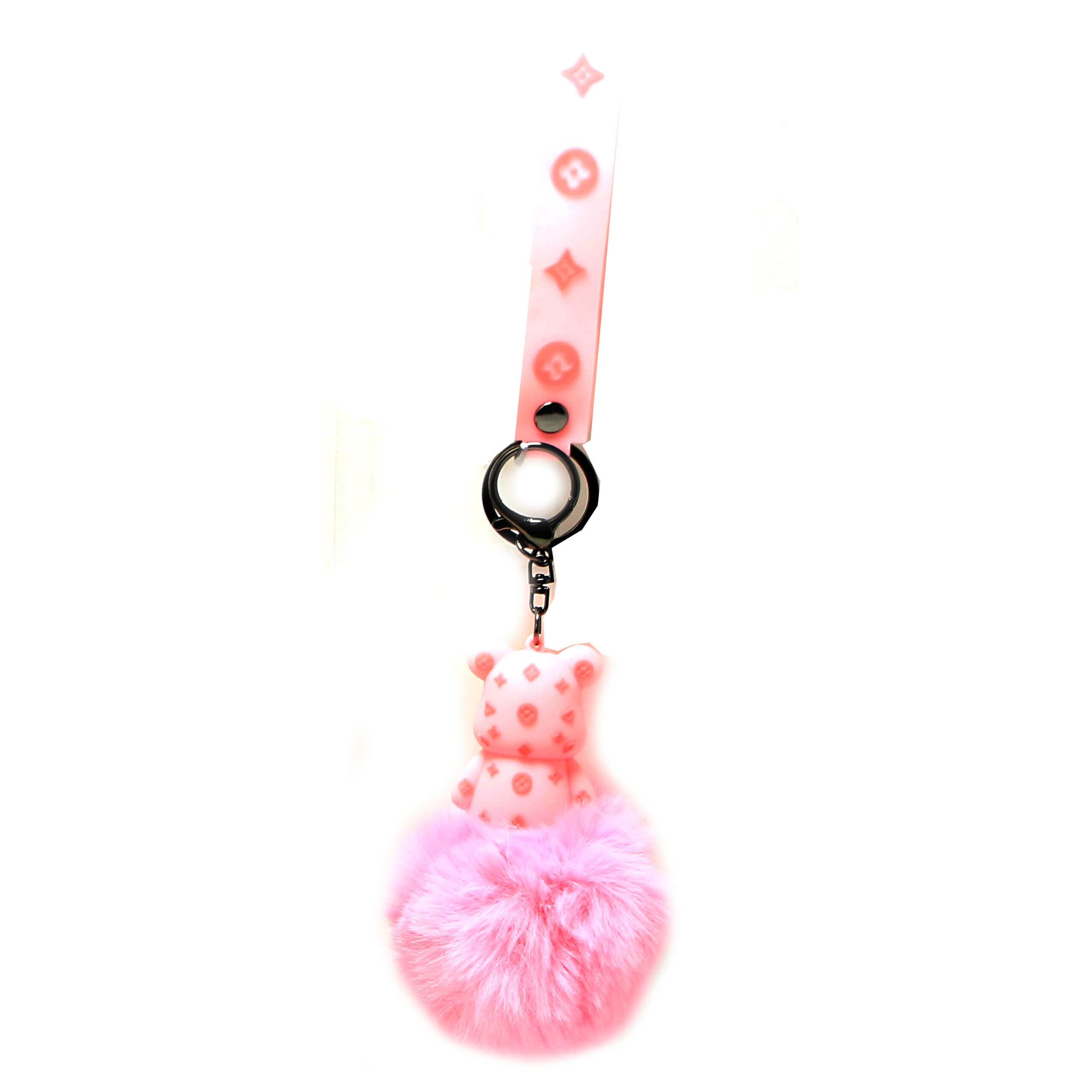 PSK-003 Pom Pom Puffy Keychain with Silicone Band – Pink