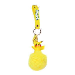 PSK-006 Pom Pom Puffy Keychain with Silicone Band - Pokemon Pikachu01