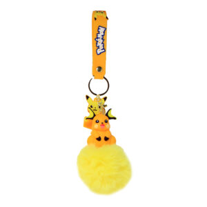 PSK-007 Pom Pom Puffy Keychain with Silicone Band - Pokemon Pikachu02