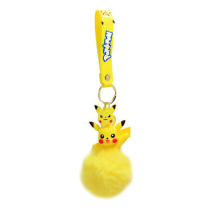 PSK-009 Pom Pom Puffy Keychain with Silicone Band - Pokemon Pikachu04