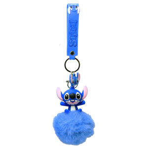 PSK-012 Pom Pom Puffy Keychain with Silicone Band - Stitch Happy