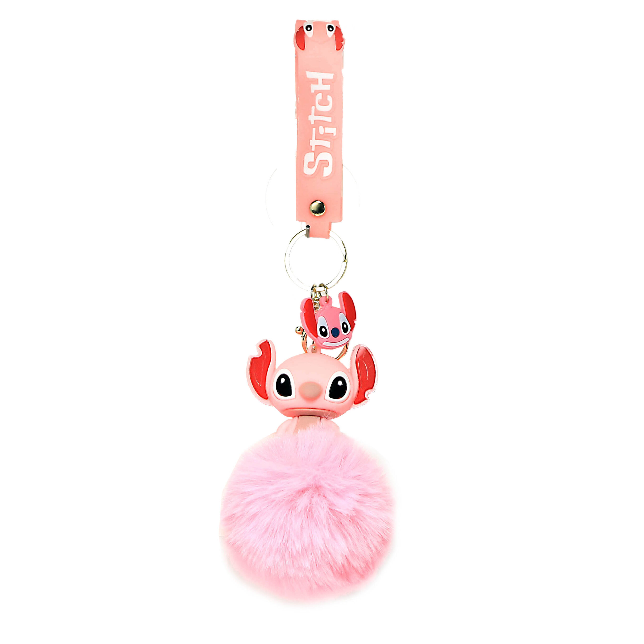 PSK-015 Pom Pom Puffy Keychain with Silicone Band – Pink Stitch Quiet