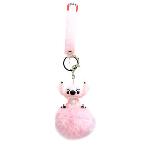 PSK-016 Pom Pom Puffy Keychain with Silicone Band - Pink Stitch Seating