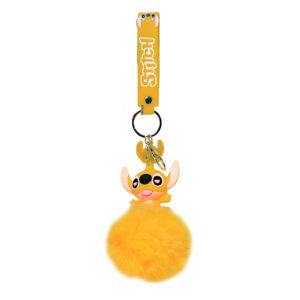 PSK-019 Pom Pom Puffy Keychain with Silicone Band - Yellow Stitch