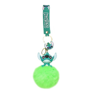 PSK-020 Pom Pom Puffy Keychain with Silicone Band - Green Stitch