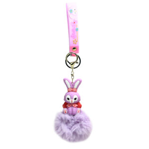 PSK-024 Pom Pom Puffy Keychain with Silicone Band - Stella Lou - Bunny Red Sweater