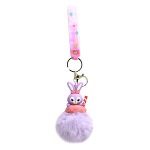 PSK-025 Pom Pom Puffy Keychain with Silicone Band - Stella Lou - Bunny Dessert